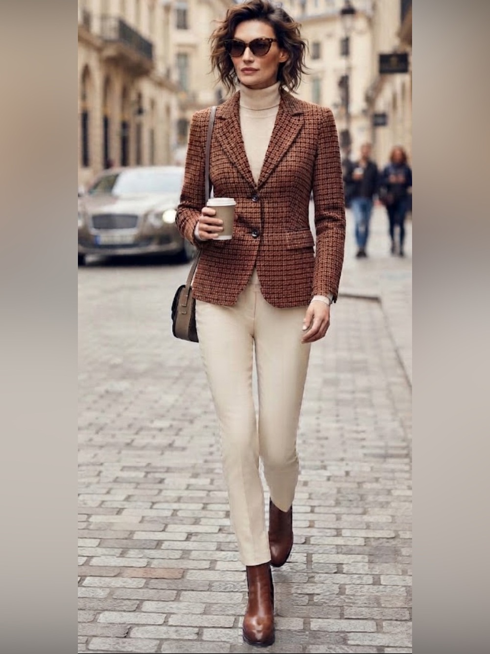 Talbots Houndstooth Plaid Wool Blend Blazer Tailored Classic Peplum Back - Picture 11 of 11